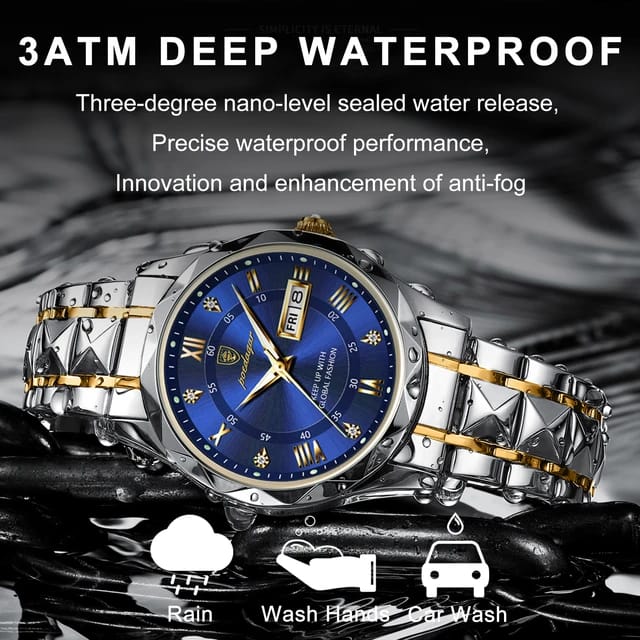 POEDAGAR Luxury Men Waterproof Luminous Date Week Quartz Men's Watch code 103 - Image 4
