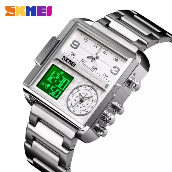 SKMEI 1584 Analog Digital 3 Time Sports White Watch Code-348 – Watch hub BD