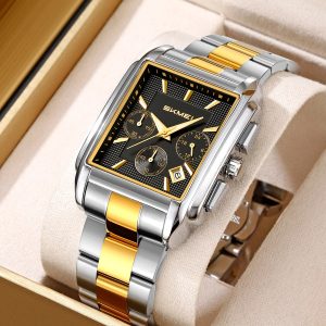 SKMEI 2339 Chronograph SilverGolden  Black Dial Watch Code-345