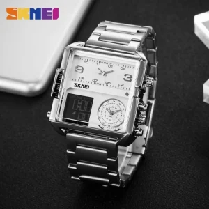 SKMEI 1584 Analog Digital 3 Time Sports White Watch Code-348